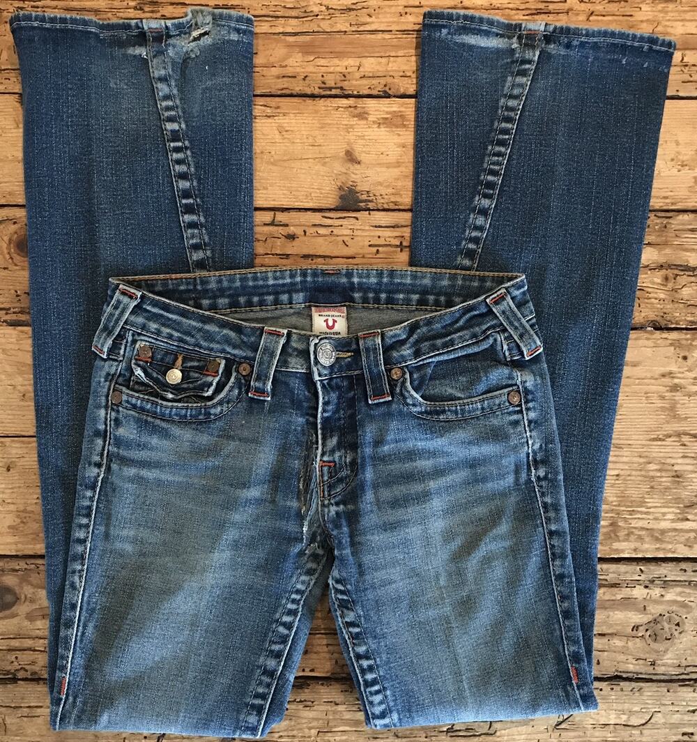 True Religion Womens Size 28 'Joey' Distressed Stone Washed Jeans